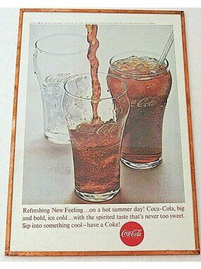 Vintage Coca Cola Original Advertising Print Framed Made USA Classic Beverage Ar